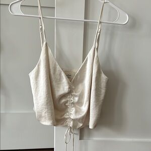 Elegant Cream Ruched Women's Top